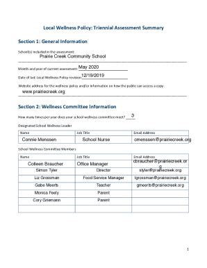 Fillable Online Triennial Assessment Report Template - Prairie Creek ...