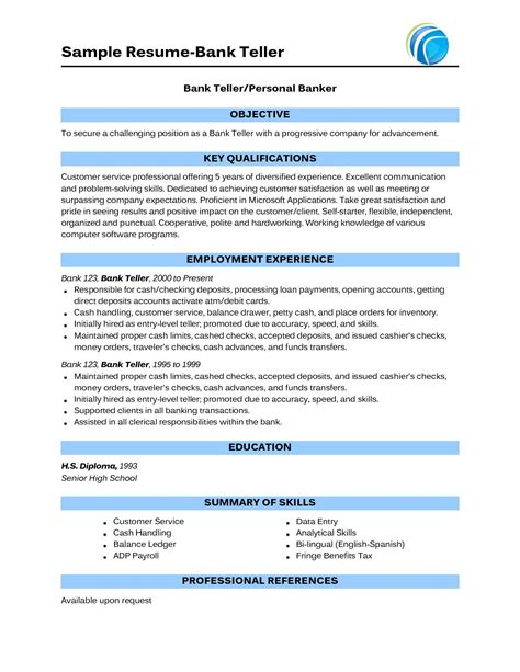 bank teller job description for resume | Bank teller resume, Bank teller, Resume skills