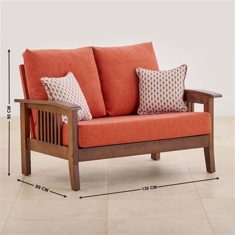 Buy Abby Fabric 2-Seater Sofa with Cushions - Orange from Home Centre ...