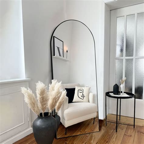 Ebern Designs 64In Arch Wood Full Length Mirror, Floor Mirror and Wall ...