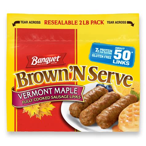 Banquet Brown 'N Serve Vermont Maple Fully Cooked Sausage Links Frozen ...