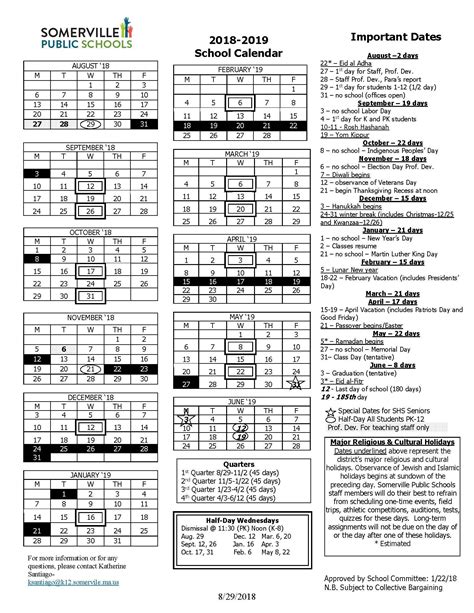 Concord School District School Year Calendars