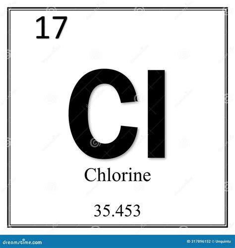 Chlorine Chemical Element Symbol On White Background Stock Photo ...