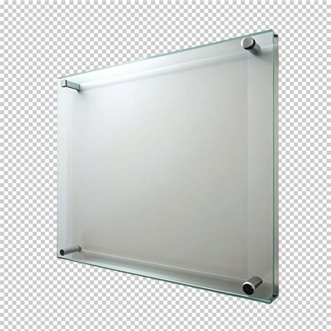 Transparent glass board on the wall front side on transparent ...