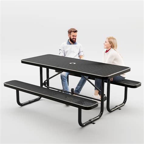 Amazon.com : OUTTANS Metal Picnic Tables for Outdoors with Umbrella ...