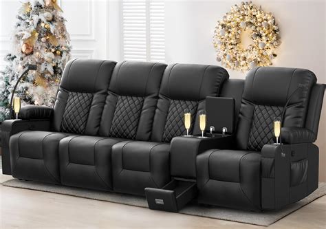 Amazon.com: YONISEE 4 Seat Recliner Sofa, Large Reclining Sofa with ...