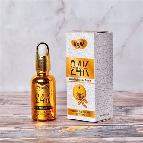 Kojic 24k Gold Whitening Serum - Kojic acid and Hyaluronic Acid infused ...