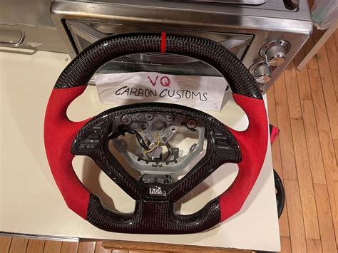 IN STOCK - g37 - red alcantara - flat top - carbon fiber steering wheel