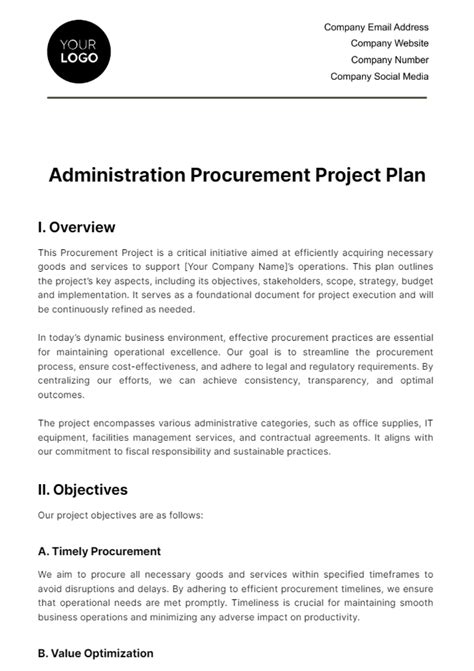 Image result for Procurement Project Management Plan Template Sample