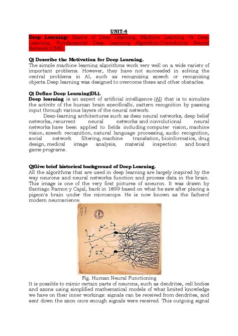 Deep Learning Concepts and Core Algorithms: Notes and Insights - Studocu