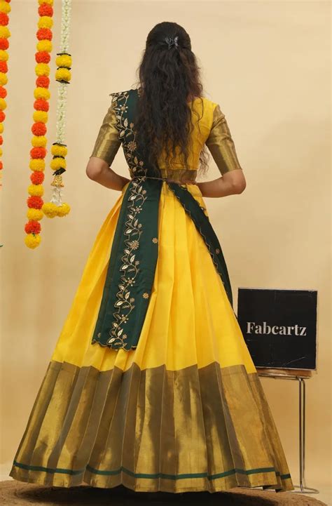 Aghora Women's Woven Design zari work Half Saree with Handwork Blouse ...