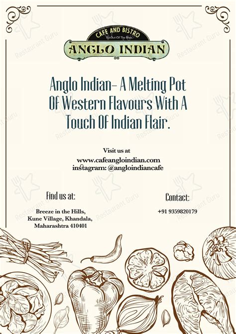 Menu at Anglo Indian Cafe, Lonavala