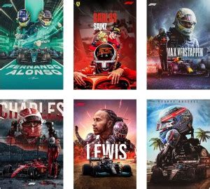 Pack of 6 - F1 Formula 1 Art Max Verstappen Wall Posters 8x12 inch (A4 ...
