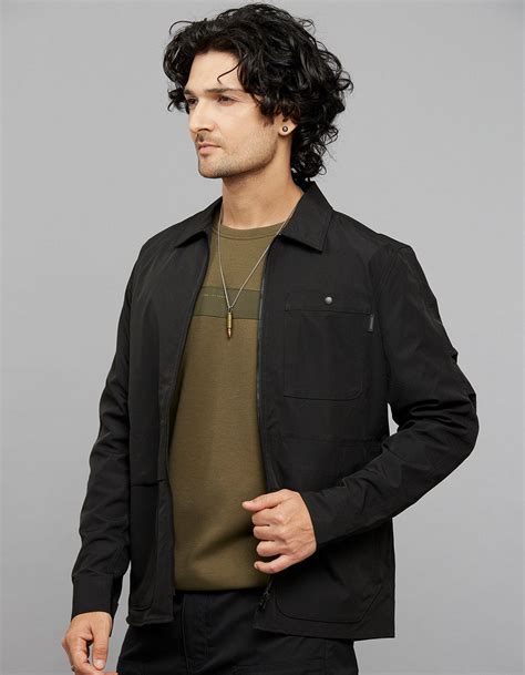 Black Full Sleeves Zipper Front Closure Shacket – ROOKIES