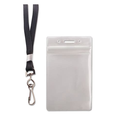 Advantus Resealable ID Badge Holder with Lanyard, Black & Clear, 20 ...