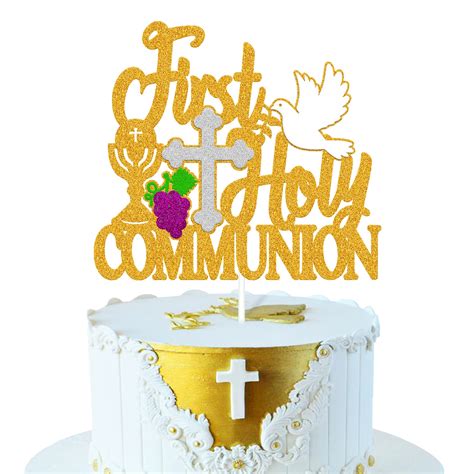 Buy First Holy Communion Cake Topper Bless Cross Baptism Baby Shower ...