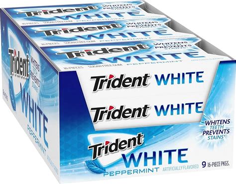 Trident White Peppermint Sugar Free Gum, 16 Count (Pack of 9) - Walmart.com