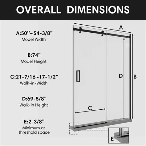 Lumora Series 54" Sliding Shower Door – Tempered Glass, Space-Saving ...