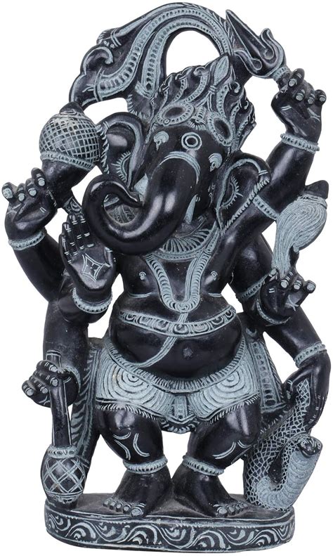 Buy Exotic India Six Armed Standing Ganesha - Stone Statue from South ...