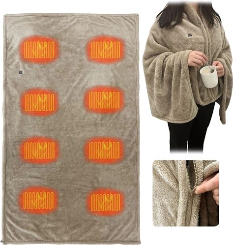 Amazon.com: USB Heated Shawl Wearable Electric Blanket with Zipper ...