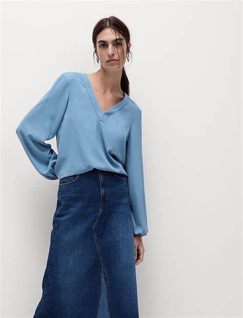 Buy V-Neck Popover Blouse at Marks & Spencer