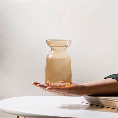 Contemporary Glass Flower Vase Amber