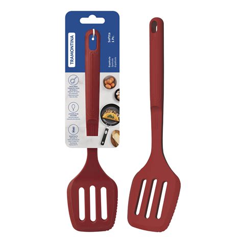 Tramontina Softta Slotted Spatula – Red Silicone Turner for Cooking ...