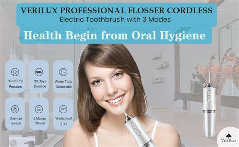 Verilux Professional Cordless Flosser - Rechargeable & Portable Teeth ...