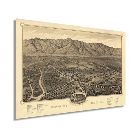 Buy HISTORIX Vintage 1893 San Gabriel California - 24x36 Inch Vintage ...