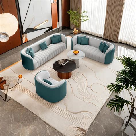 7 Seater Sofa Set: 5-Piece Faux Leather Living Room Furniture for Spac ...
