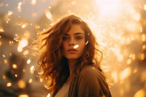 Golden flares photography portrait light | Premium AI-generated image