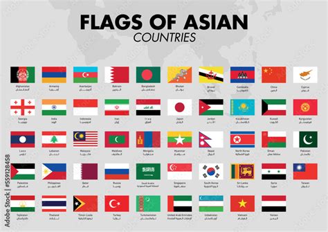Asia Countries and Flags 的图像结果