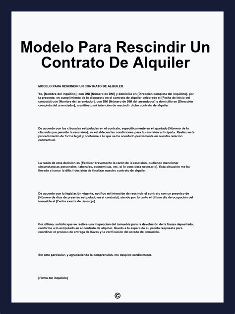 Modelo Para Rescindir Un Contrato De Alquiler