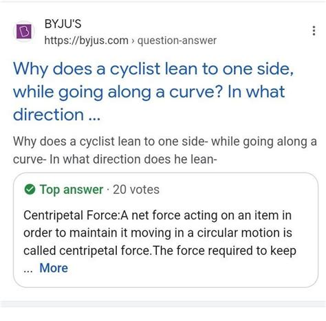 Why does a motor cycle rider lean inwards while taking the turn and ...