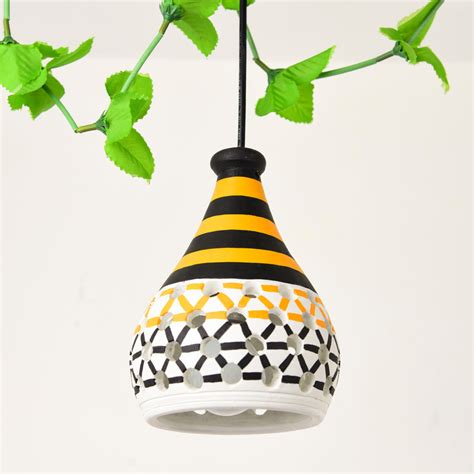 Buy 'Honey Comb' Terracotta Hand-Painted Hanging Lamp - Artysta Gallery ...