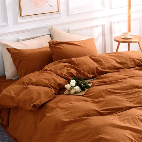 Amazon.com: NEXHOME PRO Terracotta Burnt Orange Duvet Cover Set Queen ...