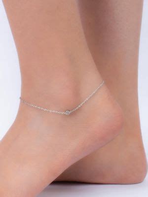 Buy 925 Silver 0.32 Carat Round American Diamond Adjustable Anklet For ...