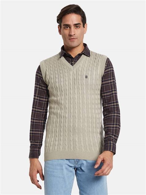 METTLE Solid V Neck Casual Men Grey Sweater - Buy METTLE Solid V Neck ...
