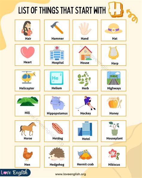 Things that Start with H - Love English