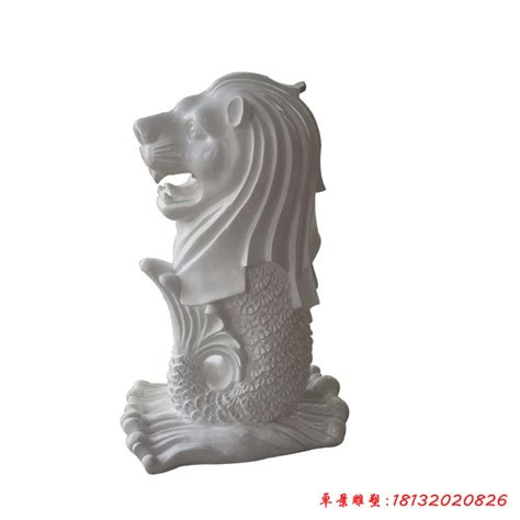 小区喷水鱼尾狮石雕 - 卓景雕塑公司