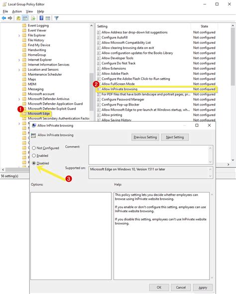 Image result for Disable InPrivate Browsing Edge