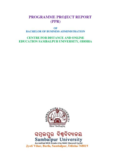 BBA-PPR-2023 - Bba - PROGRAMME PROJECT REPORT (PPR) OF BACHELOR OF ...
