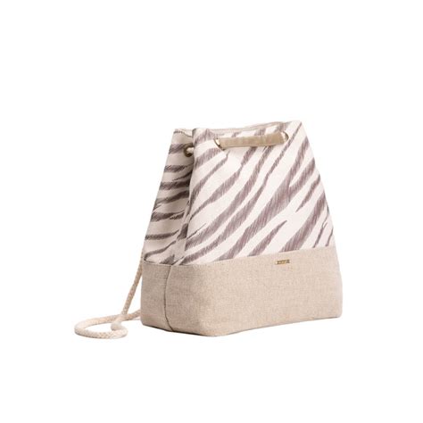 Buy EcoRight Beige Zebra Stripes Bucket Tote Online