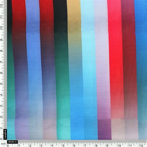 Multi-Colored Striped Muslin Fabric - Digital Printed - Unstitched ...
