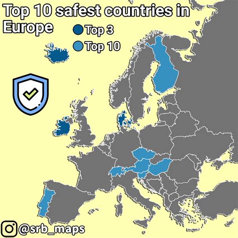 Top 10 safest countries in Europe 🛡 (@srb_maps) : r/MapPorn