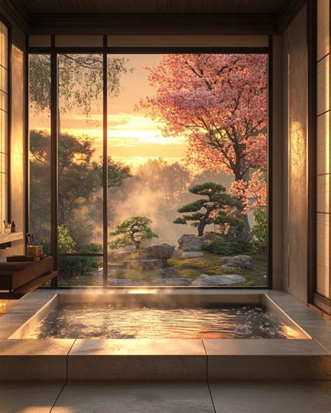 Modern Japanese-Style Bathrooms with a Beautiful Garden View