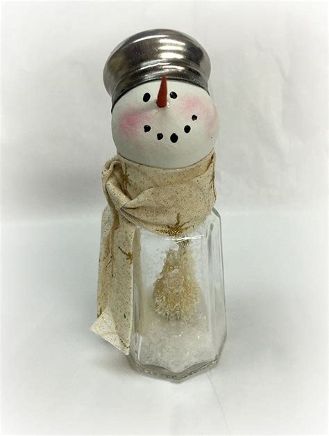 Salt Shaker Snowman with white tree | Snowman christmas decorations ...