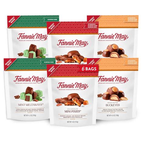 Amazon.com: Fannie May, 6 Bags, Milk Chocolate Candy, Mini Pixies, Mint ...