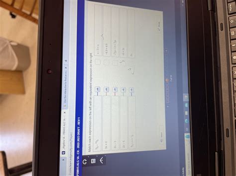 Match each expression on the left with an equivalent expression on the ...