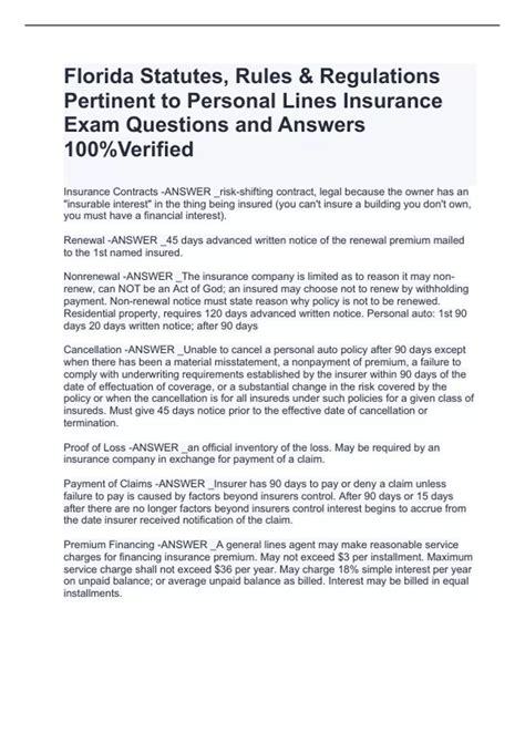 Florida Statutes, Rules & Regulations Pertinent to Personal Lines ...